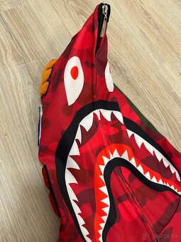 Bape Color Camp Shark Full Zip Hoodie Red - 4