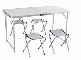 Skladací set kempingový stôl + 4 stoličky - 4