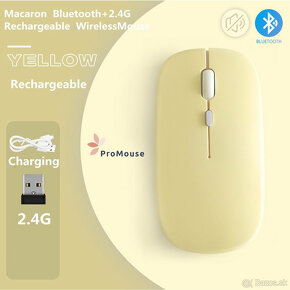 Bezdrôtová nabíjateľná bluetooth myš - žltá - 4