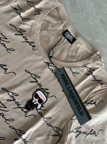 Karl Lagerfeld tričko s nápisom béžové - 4