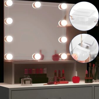 Toaletný stolík Jocelyn s LED osvetlením 140x90x40 - 4