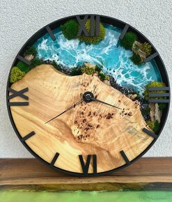 Machové hodiny s epoxidom a drevom 40cm epoxidové ho - 4