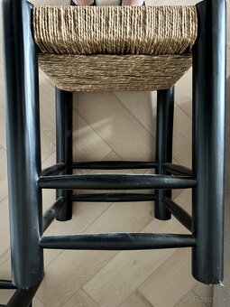 Drevena pletena jutova taburetka - 4