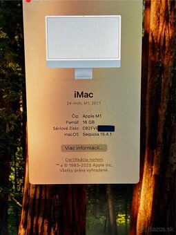 Predám iMac M1 24" 4,5K , 16GB RAM, 256GB SSD, 8CPU/8GPU - 4