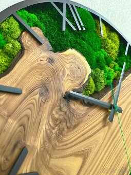 Machove hodiny s drevom v kovovej obruči 50cm priemer - 4