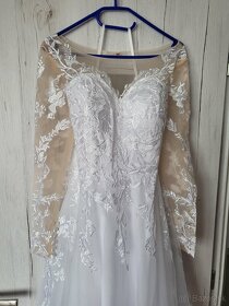 NOVÉ - Krásne svadobné šaty s dlhým rukávom - 4