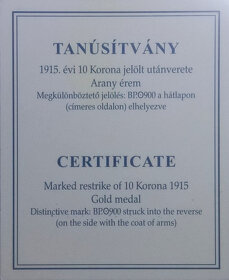 zlato 10 Korona 1915 KB novorazba Budapešť 2014 - 4