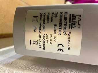 ELIZ EL 2500 INV ELEKTRICKÝ NÁSTENNÝ KONVEKTOR RADIÁTOR - 4