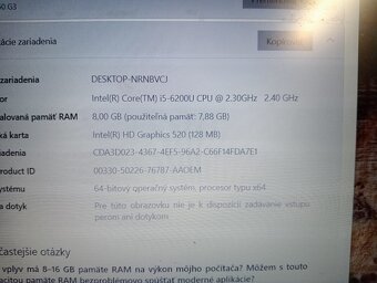 predám notebook HP ELITEBOOK 850 G3 , WINDOWS 10. - 4