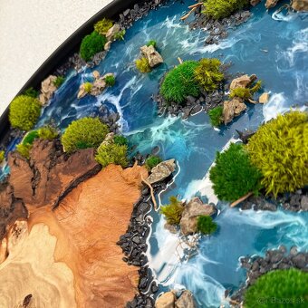 Machový obraz s epoxidom a drevom z očkového topoľa 53,5cm - 4