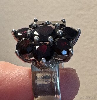 Prsteň s granátom striebro 925 - 4