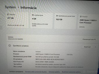 Lenovo G5 Ryzen 5, 3600 ,GTX 1650 super 4gb ,16gb - 4