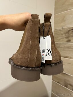 Hnede kozene chelsea cizmy zara 43 - 4