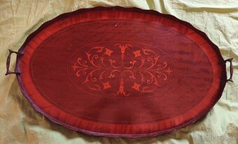 Elegantný anglický podnos s intarziou - 4