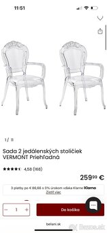 Sada dvoch priehľadných jedálenských stoličiek - 4