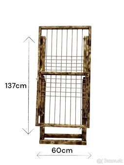 VINTAGE veľký drevený štýlový sušiak na bielizeň tmavý - 4