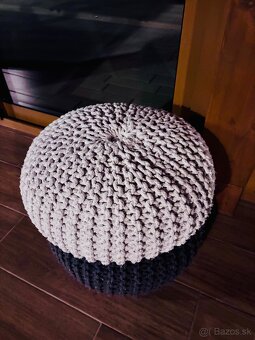 Pletené taburetka, priemer 43cm - 4