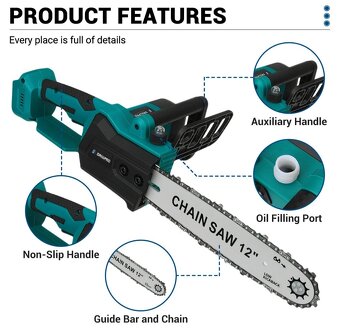 Reťazová Píla DRILLPRO 30cm AKU Makita Nahráda + 2ks BAT 18V - 4