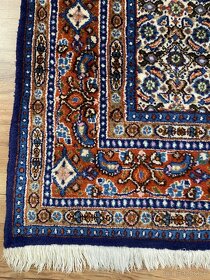 Nádherný ručne viazaný modrý Moud koberec, top stav, 300x79 - 4