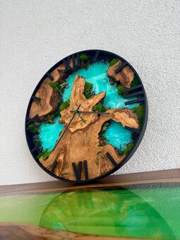 Machove hodiny s olivou a epoxidom 40cm , Epoxidove hodiny - 4