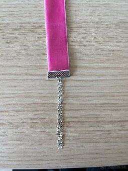 Ružový velvet choker - 4