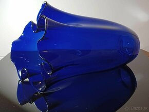 PREDANE  Obrovská kobaltová váza Fazzoletto Murano 60te roky - 4