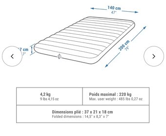 Nafukovací kempingový matrac pre 2 osoby - 4