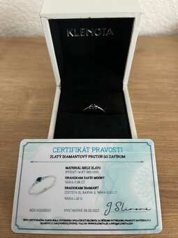 Prsten velkost 54 zafir a diamant - 4