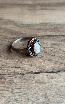 Strieborný prsteň - kameja, cesky granat - 4