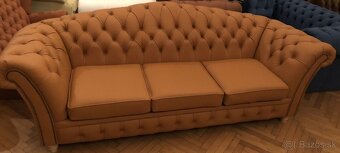 Sedačka Chesterfield. Kožená. - 4