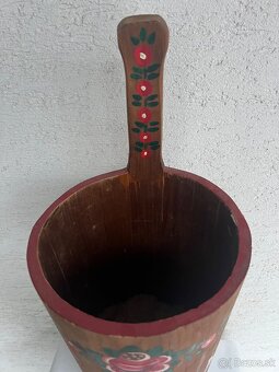 Drevene rucne malovane vedro nadoba - 4