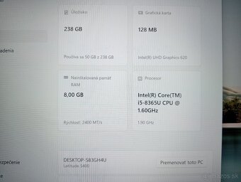 predám Dell latitude 5400 - Intel core i5 - 8gb ram -ssd - 4