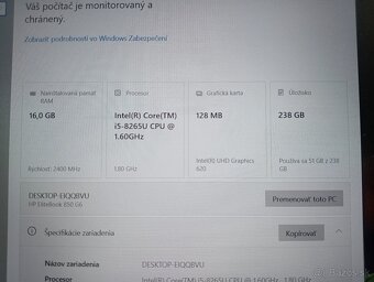 predám Hp elitebook 850 g6 , Intel core i5 ,ssd ,16gb ram - 4