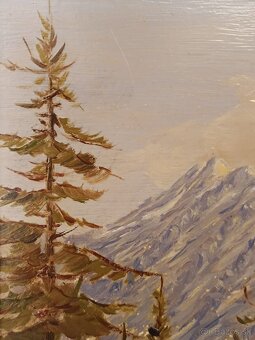 Obraz Tatry cesta z Hrebienku ke Kamzíku 1932, olej 46x55 - 4