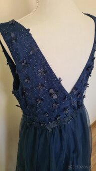 Tmavomodré spoločenské šaty - 4