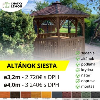 Kvalitný záhradný altánok na komplet od 2480€ - 4