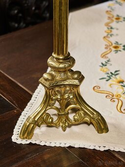 Párové neogotické mosadzné svietniky z 19. storočia - výška - 4