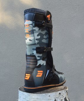 Čižmy topánky SHOT sivé maskáč oranžové - 4