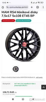 5x108 mm R17 disky MAM RS4 čierne - 4