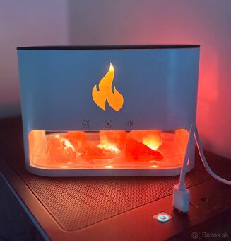 Himalájska soľná aromalampa so zvlhčovačom LED – BIELA - 4