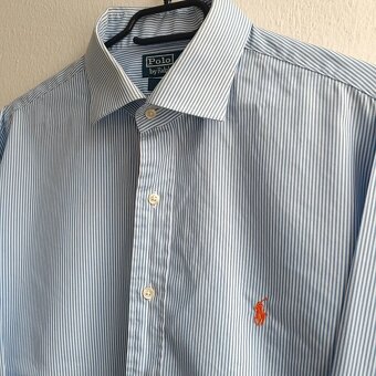 POLO Ralph Lauren modrá pruhovaná košeľa s dlhým rukávom XXL - 4