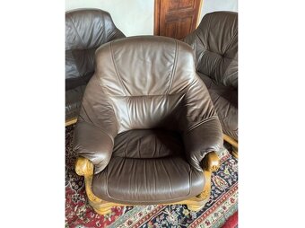 Dubová rustikální kožená sedačka, 3788 - 4