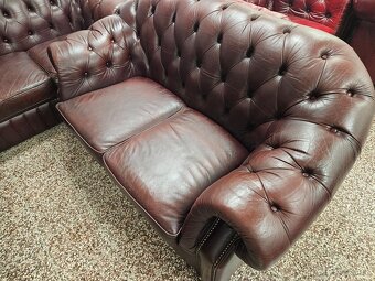 CHESTERFIELD ŠTÝL,KOŽENÁ 3+2+1,TMAVOBORDOVÁ NEROZŤ. - 4