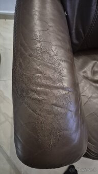 Hnedá kožená sedacia súprava - 4