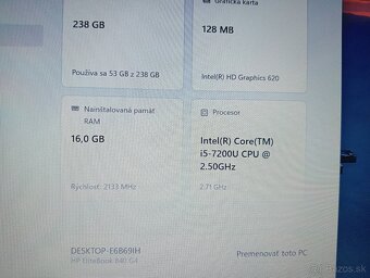 predám Hp Elitebook 840 G4 , Intel core i5 ,dotykový displej - 4