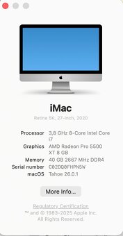 iMac 27 (2020), i7 8 core, 40GB RAM - 4