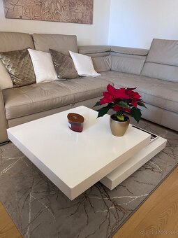 Biely lesklý rozkladací konferenčný stolík - 4