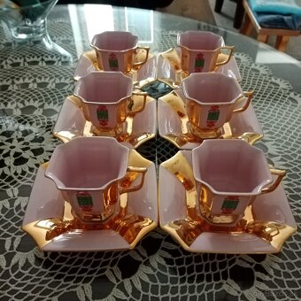 ružový porcelán, šálky s podšálkami - 4