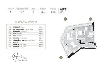 THE HOME︱EUROVEA TOWER - priestranný 3i apartmán, 4.np - 4