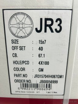 Japan Racing JR3 7J x R15 4x100 ET40 Gun Metal 67.1 - 4